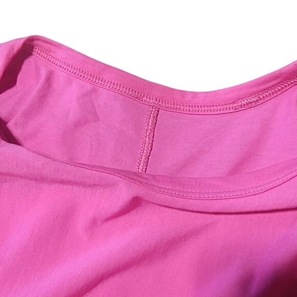 Lululemon Crescent Tee Sonic Pink Twist Front Crop Pima Cotton - Picture 6 of 9